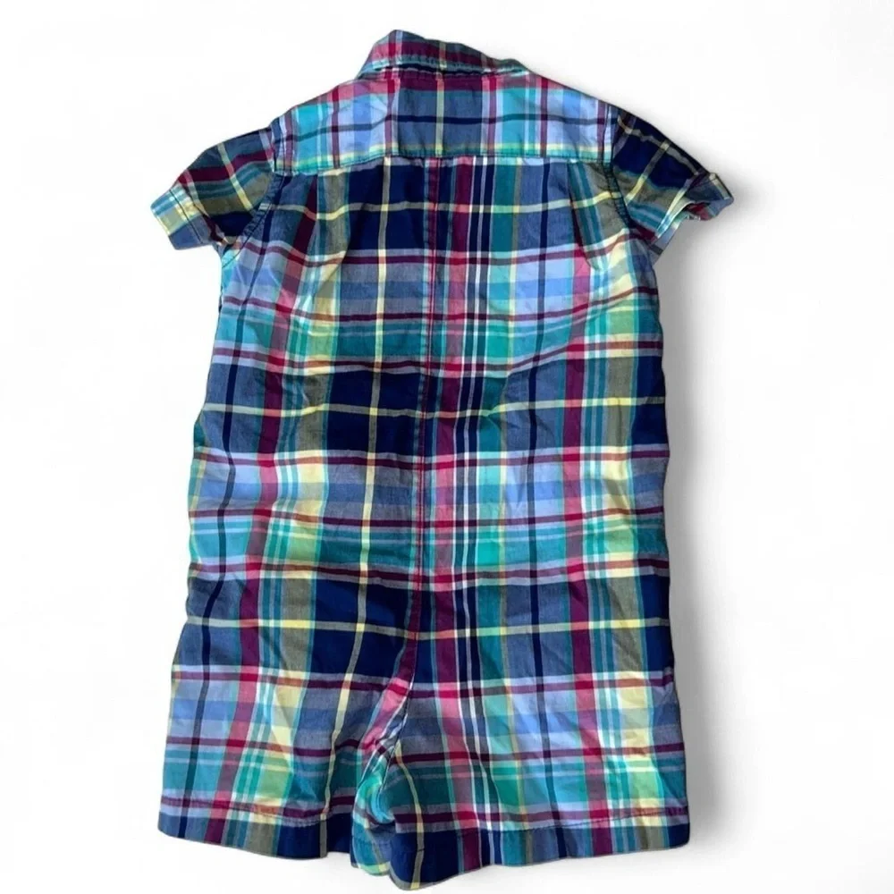 Polo Ralph Lauren Baby Boys Plaid Cotton One-Piece | Size 6M | Like New